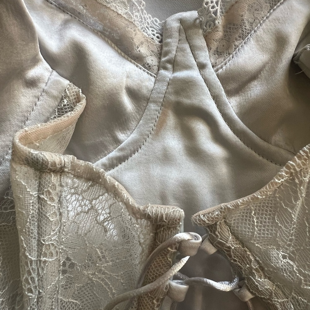 Lacemade Silver Satin Corset Dress NWT - Picture 8 of 8